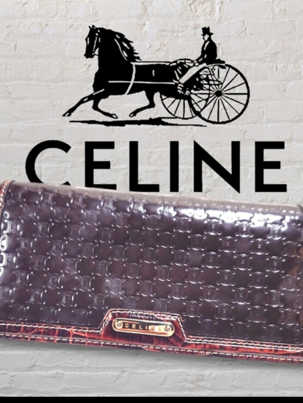 A. Celine- Brown Macadam pattern Bifold Wallet